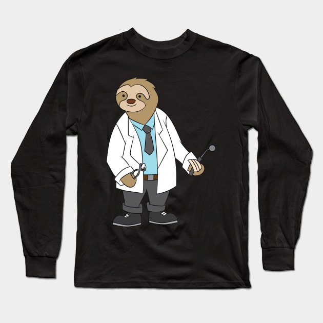 Dental Assistant Shirt | Sloth Doctor Gift Long Sleeve T-Shirt by Gawkclothing